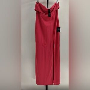 Lulu's Hot Pink Strapless Maxi Dress with Side Slit